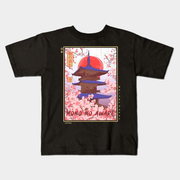 Mono no aware ukiyo-e Kids T-Shirt by Wimido